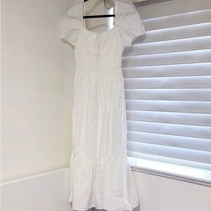 Aritzia Wilfred White Allegoria Poplin Midi Dress